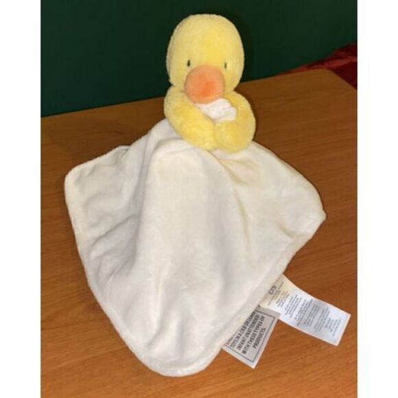 CARTER'S BABY YELLOW DUCK RATTLE WHITE SECURITY BLANKET STUFFED ANIMAL PLUSH TOY - Picture 3 of 5